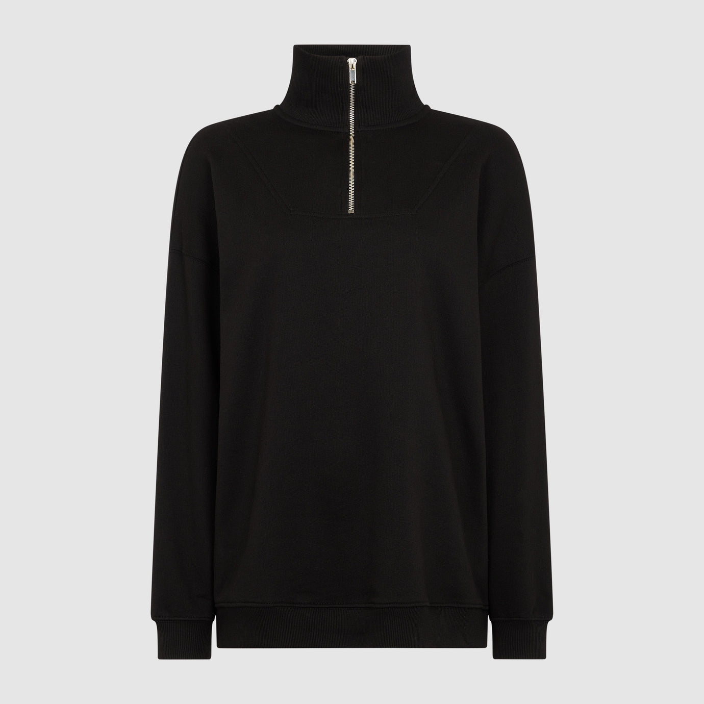 LONGLINE QUARTER ZIP SWEATSHIRT BLACK WAT THE BRAND