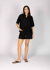 BOXY LINEN SHIRT - BLACK