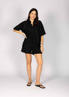 BOXY LINEN SHIRT - BLACK