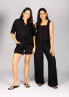 BOXY LINEN SHIRT - BLACK