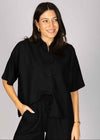 BOXY LINEN SHIRT - BLACK