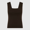 KNITTED SQUARE NECK VEST - BROWN
