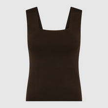  KNITTED SQUARE NECK VEST - BROWN