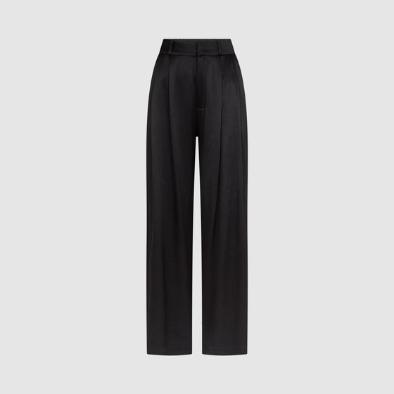 SATIN TAILORED TROUSERS - BLACK