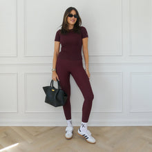  SCULPT RIB T-SHIRT - BORDEAUX