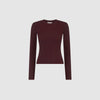 SCULPT RIB LONG SLEEVE TOP - BORDEAUX