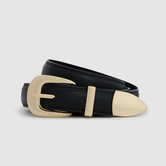 STATEMENT LEATHER BELT - BLACK / GOLD