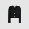 CONTRAST TRIM KNITTED CARDIGAN - BLACK