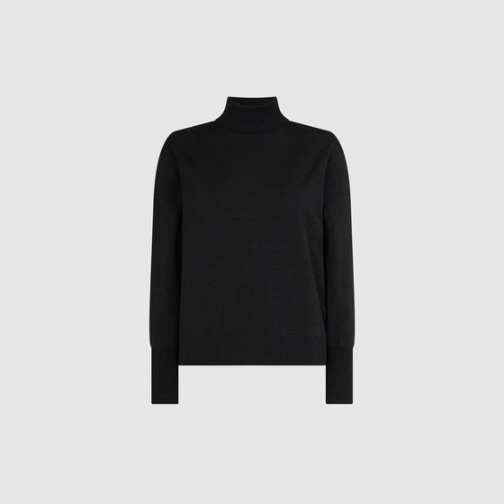 ROLL NECK KNIT JUMPER - BLACK SHIMMER