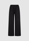 LINEN BLEND WIDE LEG TROUSERS - BLACK