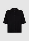 BOXY LINEN SHIRT - BLACK