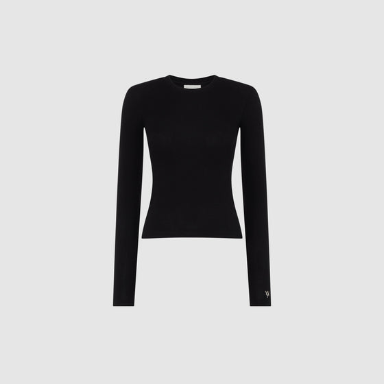 SCULPT RIB LONG SLEEVE TOP - AMERICANO