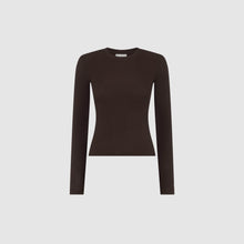  SCULPT RIB LONG SLEEVE TOP - COFFEE