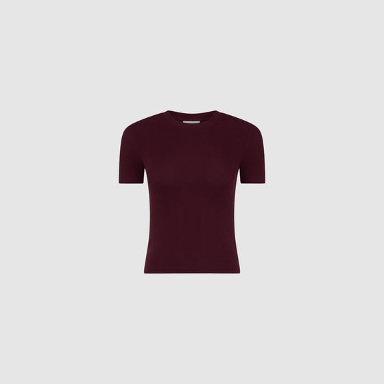 SCULPT RIB T-SHIRT - BORDEAUX