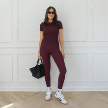  THE ULTIMATE RIBBED LEGGINGS - BORDEAUX