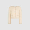 CONTRAST TRIM KNITTED CARDIGAN - CREAM