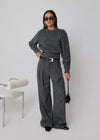 THE SIGNATURE WIDE LEG TROUSERS - GREY PINSTRIPE