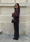 KNITTED ROUND NECK JUMPER - BROWN