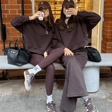  BOXY QUARTER ZIP SWEATSHIRT - BITTER CHOC