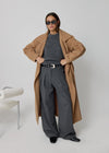STRUCTURED FUNNEL NECK COAT - CAMEL