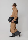 STRUCTURED FUNNEL NECK COAT - CAMEL
