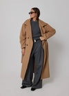 STRUCTURED FUNNEL NECK COAT - CAMEL