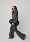 THE SIGNATURE WIDE LEG TROUSERS - GREY CHECK