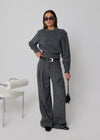 THE SIGNATURE WIDE LEG TROUSERS - GREY PINSTRIPE