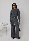 THE SIGNATURE WIDE LEG TROUSERS - GREY PINSTRIPE