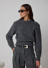 THE SIGNATURE WIDE LEG TROUSERS - GREY PINSTRIPE