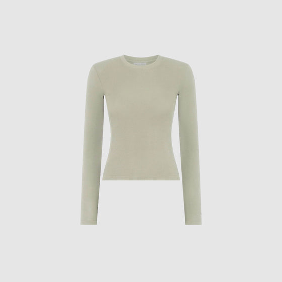 SCULPT RIB LONG SLEEVE TOP - LATTE