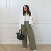 WIDE LEG PLEATED TROUSERS - KHAKI