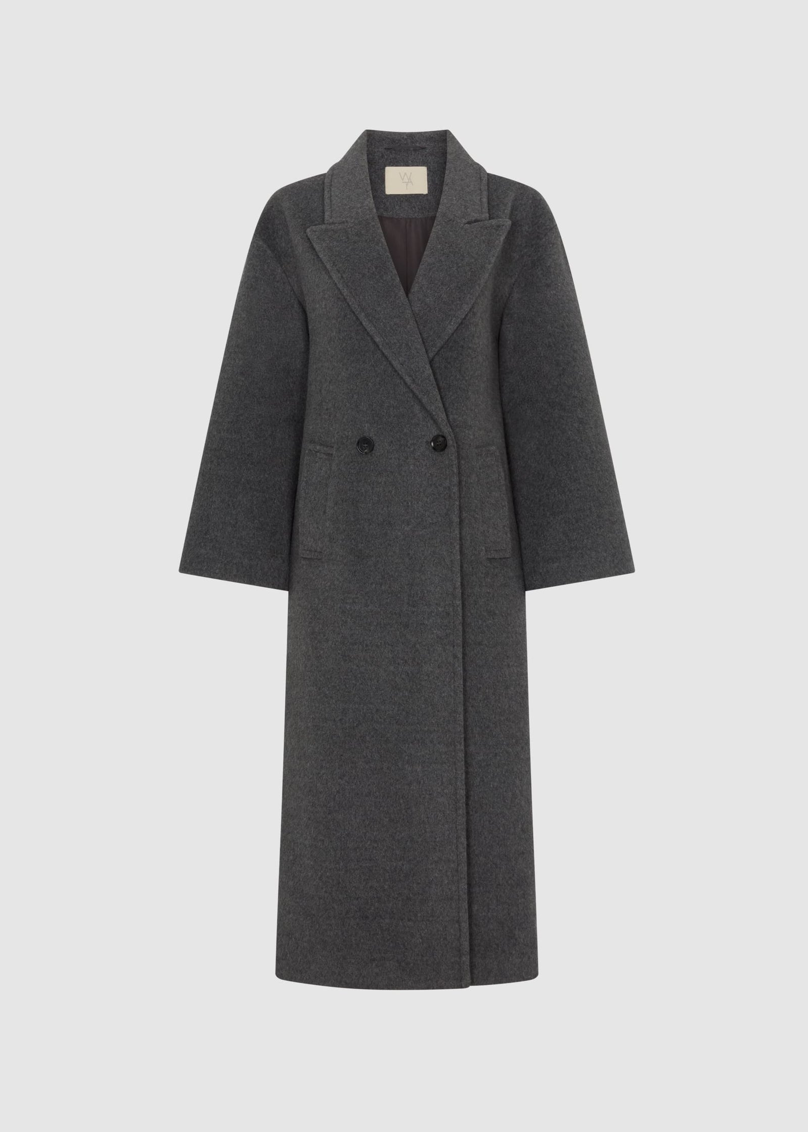 RELAXED WOOL BLEND COAT - CHARCOAL – WAT THE BRAND