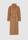 STRUCTURED FUNNEL NECK COAT - CAMEL