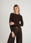 SMOOTH SCULPT LONG SLEEVE TOP - ESPRESSO