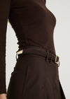 SUEDE BELT - CHOCOLATE / GOLD