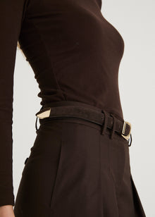  SUEDE BELT - CHOCOLATE / GOLD