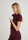 SCULPT RIB T-SHIRT - BORDEAUX