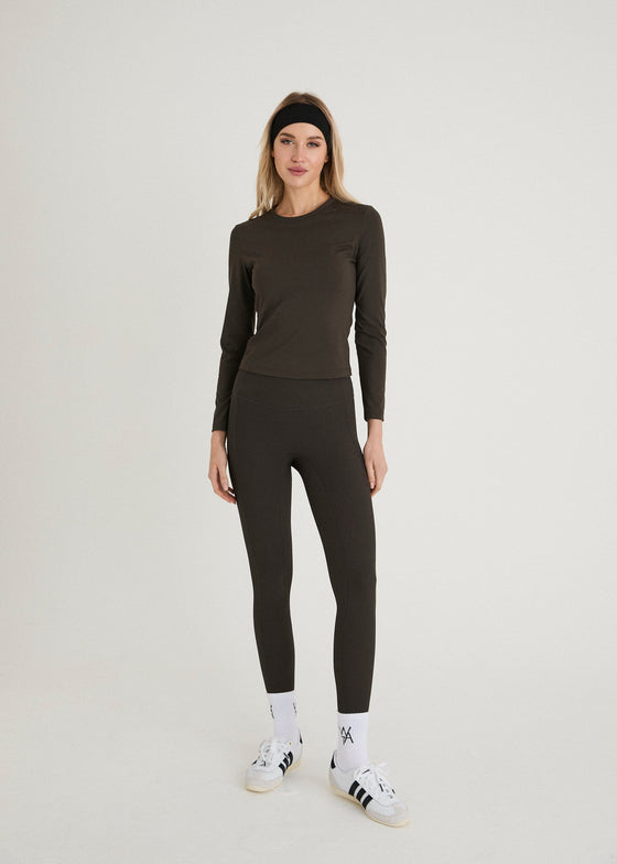 ACTIVE SCULPT LONG SLEEVE TOP - COCOA BEAN