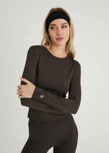  ACTIVE SCULPT LONG SLEEVE TOP - COCOA BEAN