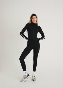  ACTIVE STRIPE ZIP UP - BLACK / WHITE