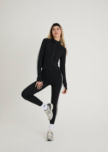  ACTIVE SCULPT STRIPE LEGGINGS - BLACK / WHITE