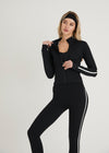 ACTIVE STRIPE ZIP UP - BLACK / WHITE