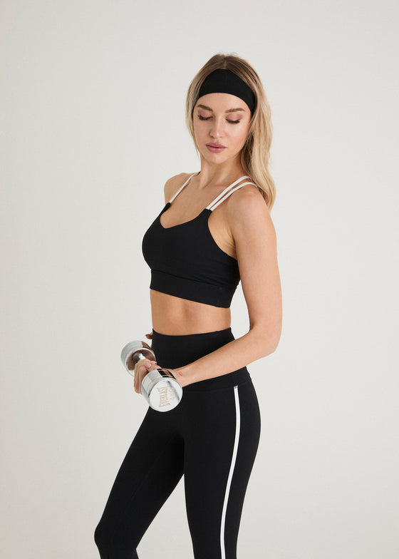 ACTIVE SPORTS BRA - BLACK / WHITE