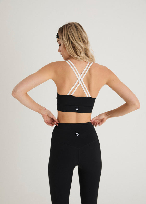 ACTIVE SCULPT STRIPE LEGGINGS - BLACK / WHITE