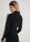 ACTIVE STRIPE ZIP UP - BLACK / WHITE