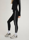 ACTIVE SCULPT STRIPE LEGGINGS - BLACK / WHITE