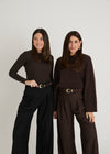 KNITTED ROUND NECK JUMPER - BROWN