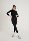 SCULPT RIB LONG SLEEVE TOP - AMERICANO