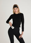 SCULPT RIB LONG SLEEVE TOP - AMERICANO